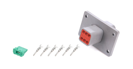 QuickCar 6 Pin Male Deutsch Connector w/ Flange