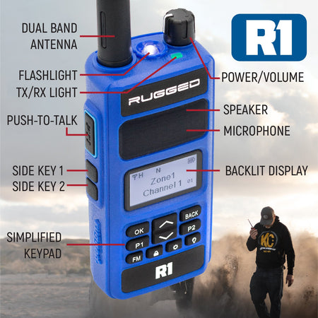 Rugged Radios RACE SERIES Complete Moto Kit /w OFFROAD Cables & R1 Radio MC-RACE-R1
