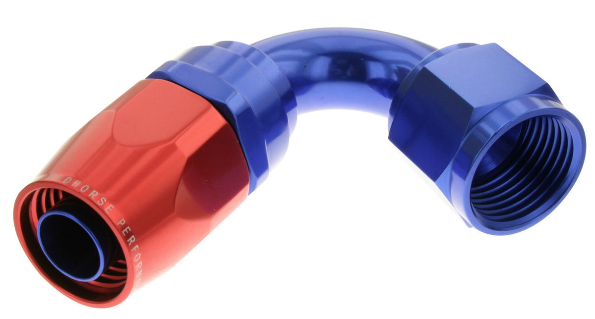 Redhorse Performance 1120 Series 6 AN Hose to 6 AN Female 120 Degree Swivel Hose End - Blue / Red