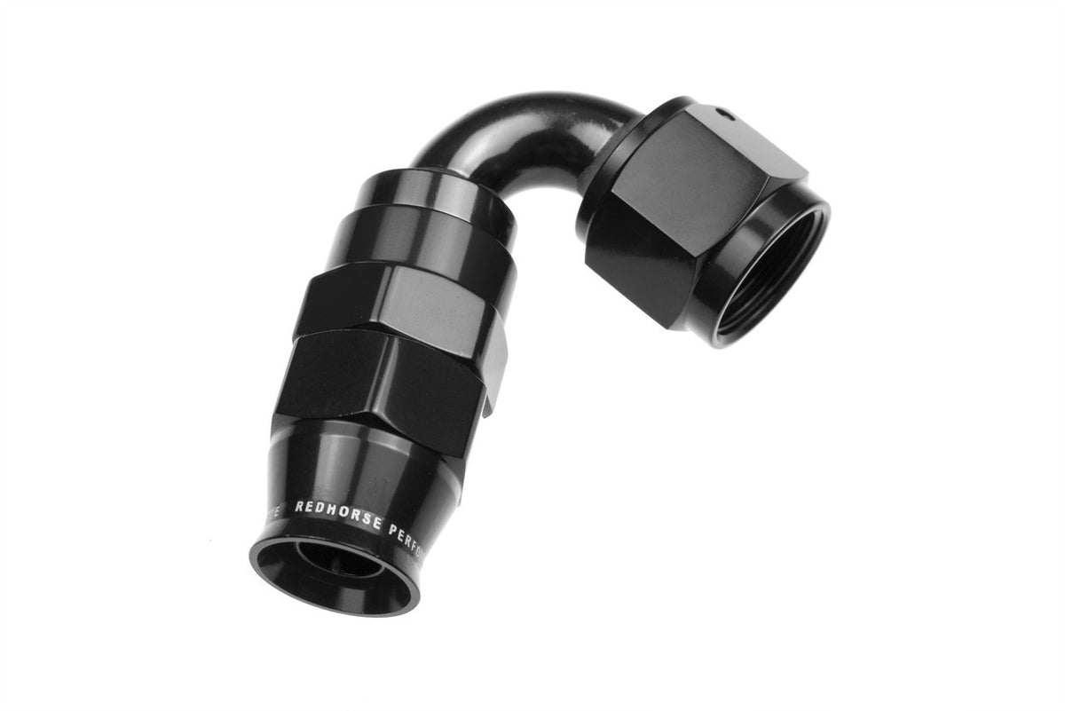 Redhorse Performance 1220 Series 6 AN PTFE Hose to 6 AN Female 120 Degree Swivel Hose End - Black