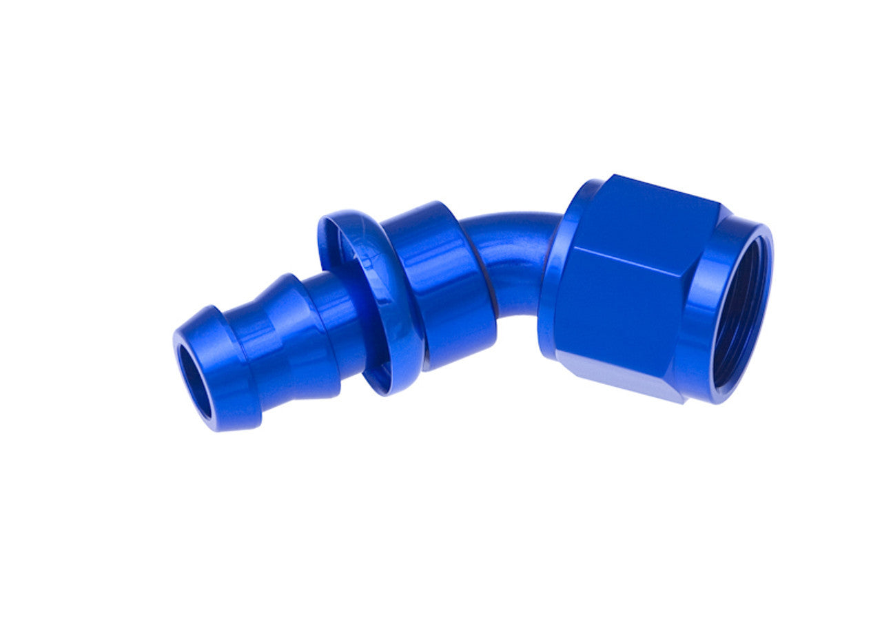 Redhorse Performance 2045 Series 6 AN Hose to 6 AN Female 45 Degree Hose End - Blue / Red