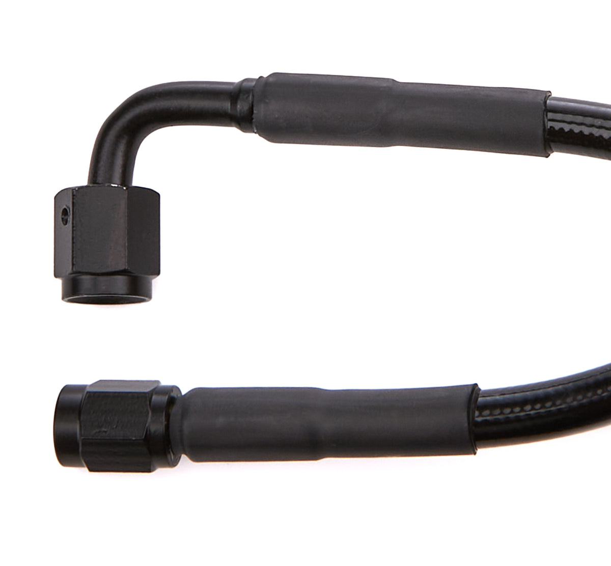 Redhorse Performance 3392 Series Braided Stainless PTFE Brake Hose - 9 in - 3 AN Hose - 3 AN Straight to 90 Degree Female - Black