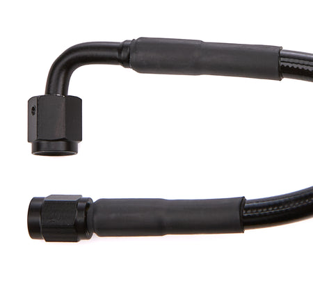 Redhorse Performance 3392 Series Braided Stainless PTFE Brake Hose - 21 in - 3 AN Hose - 3 AN Straight to 90 Degree Female - Black