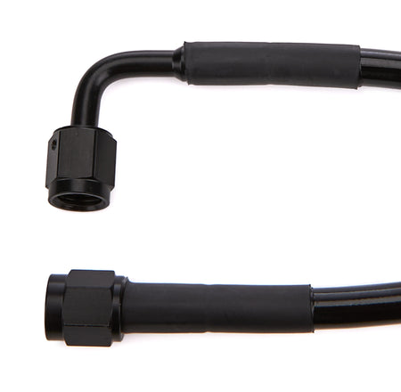 Redhorse Performance 3392 Series Braided Stainless PTFE Brake Hose - 36 in - 4 AN Hose - 4 AN Straight to 90 Degree Female - Black