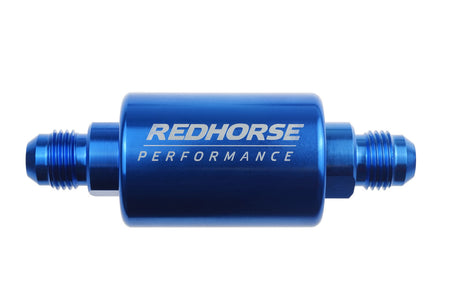 Redhorse Performance 4151 Series 100 Micron In-Line Fuel Filter - Stainless Element - 6 AN Male Inlet / Outlet - Blue