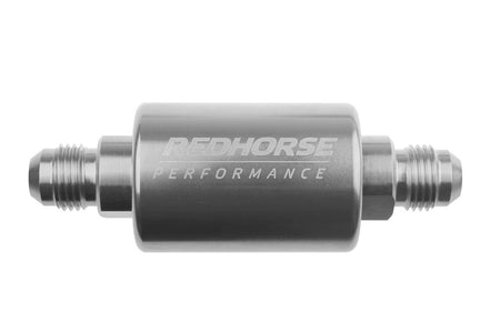 Redhorse Performance 4151 Series 100 Micron In-Line Fuel Filter - Stainless Element - 6 AN Male Inlet / Outlet - Clear
