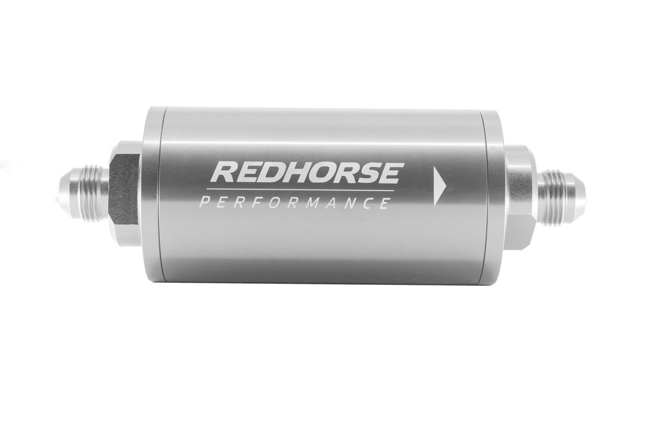Redhorse Performance 4651 Series 40 Micron In-Line Fuel Filter - Stainless Element - 6 AN Male Inlet / Outlet - Clear