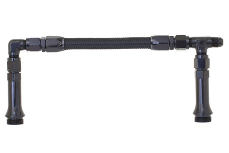Redhorse Performance 5150 Series Carburetor Fuel Line - 6 AN Male Inlet - Dual 7/8-20 in Male Outlets - Braided Stainless Hose - Black - Holley 4150 Carburetors