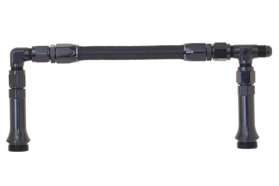 Redhorse Performance 5150 Series Carburetor Fuel Line - 6 AN Male Inlet - Dual 7/8-20 in Male Outlets - Braided Stainless Hose - Black - Holley 4150 Carburetors