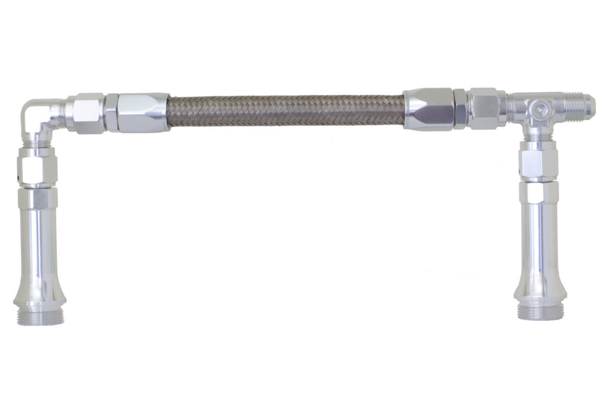 Redhorse Performance 5150 Series Carburetor Fuel Line - 6 AN Male Inlet - Dual 7/8-20 in Male Outlets - Braided Stainless Hose - Clear - Holley 4150 Carburetors