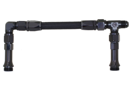 Redhorse Performance 5150 Series Carburetor Fuel Line - 8 AN Male Inlet - Dual 7/8-20 in Male Outlets - Braided Stainless Hose - Black - Holley 4150 Carburetors