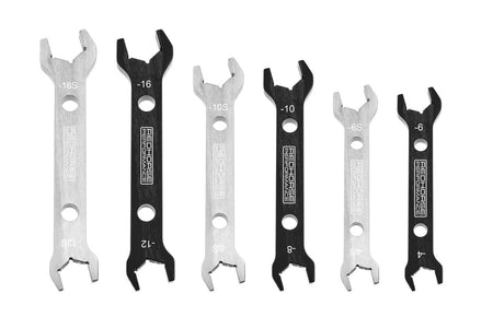 Redhorse Performance 5468 Series AN Wrench Set - Double End - 6 Piece - 4 AN to 16 AN - Black / Silver