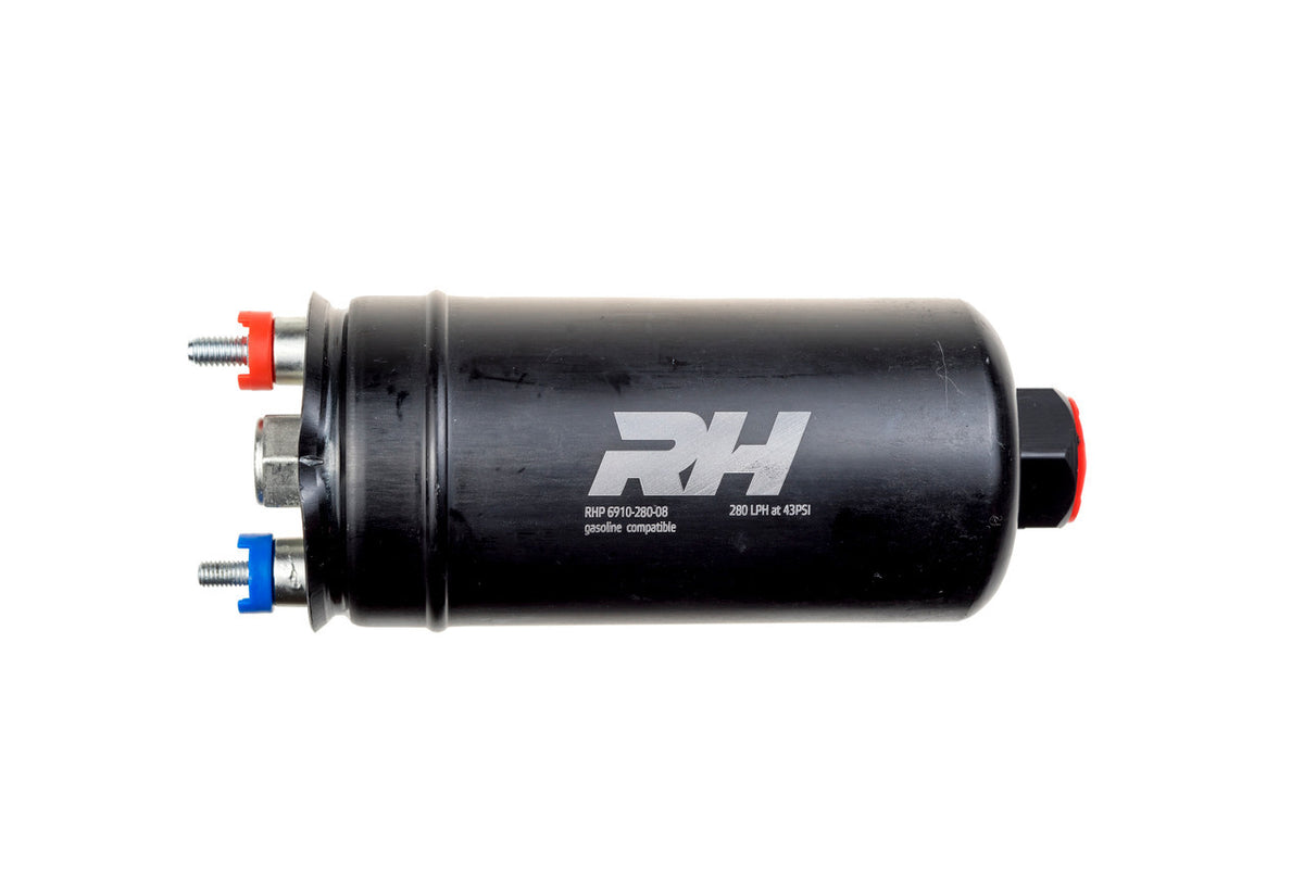 Redhorse Performance 6910 Series In-Line Electric Fuel Pump - 280 lph at 43 psi - 10 AN Male Inlet - 8 AN Male Outlet - Black