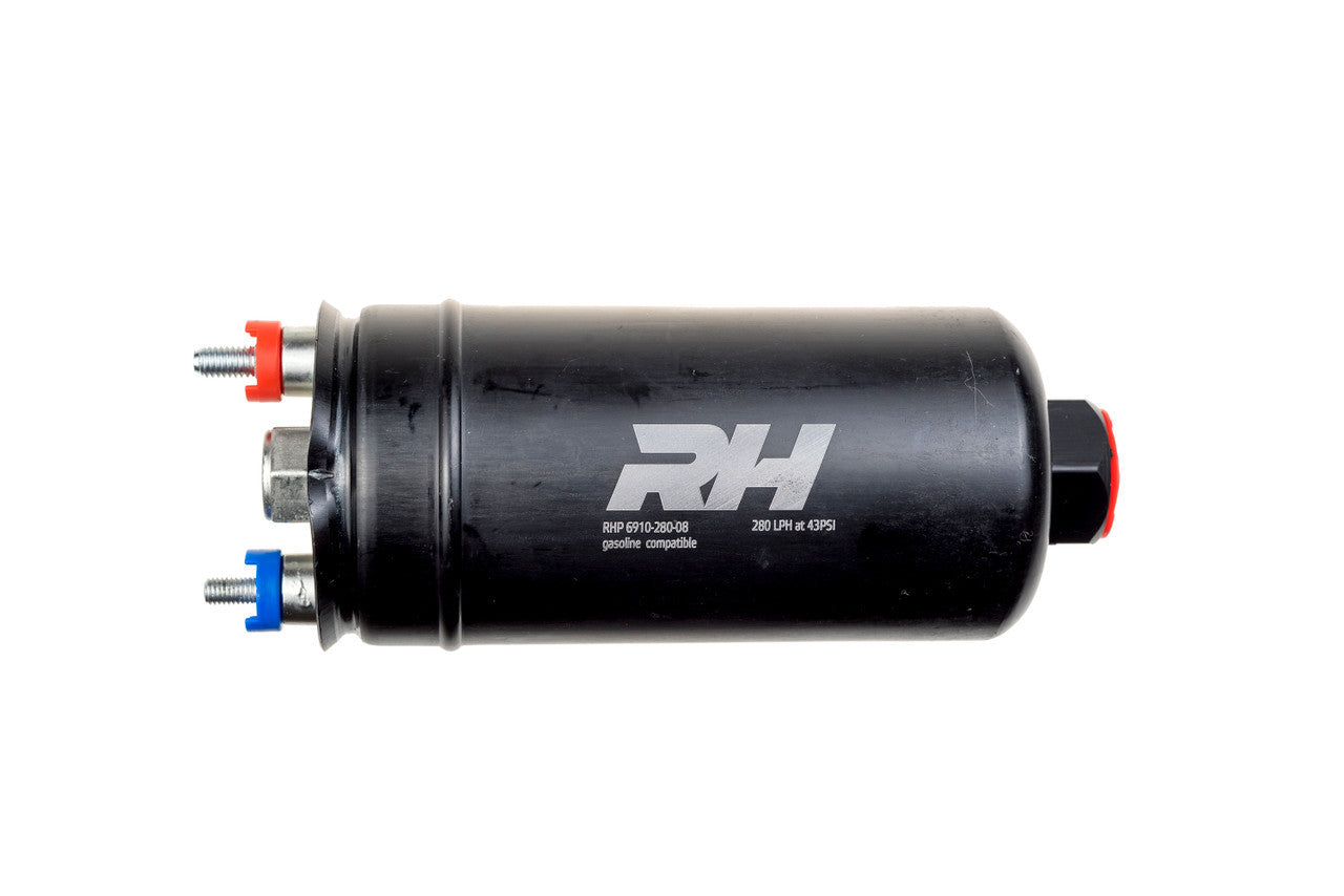 Redhorse Performance 6910 Series In-Line Electric Fuel Pump - 280 lph at 43 psi - 10 AN Male Inlet - 8 AN Male Outlet - Black