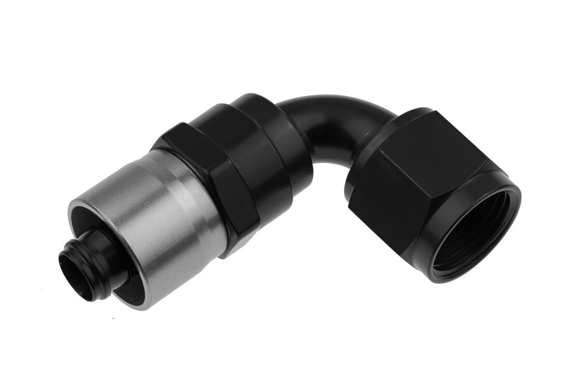 Redhorse Performance 7090 Series 90 Degree Hose End - 10 AN Hose to 10 AN Female - Black / Clear