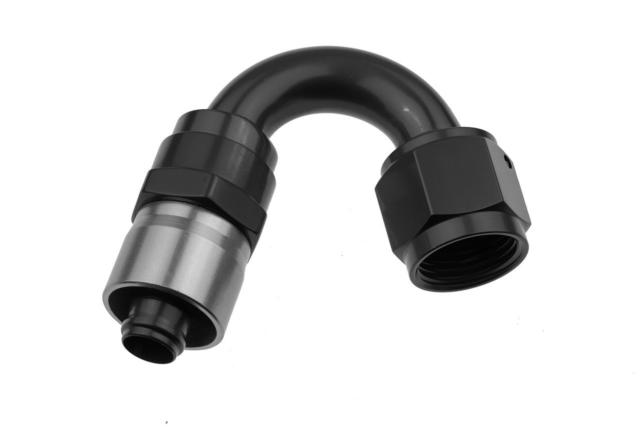 Redhorse Performance 7150 Series 150 Degree Hose End - 6 AN Hose to 6 AN Female - Black / Clear