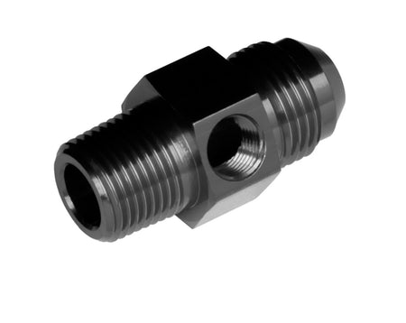 Redhorse Performance 9190 Series 6 AN Male to 3/8 in NPT Male Straight Fitting w 1/8 NPT Female Port - Black