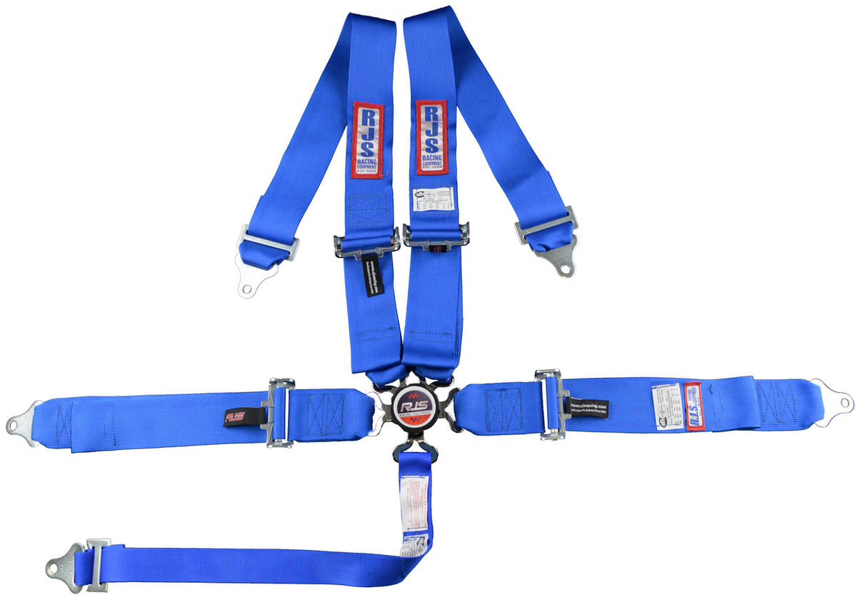 RJS Camlock Harness - 5 Point - Pull Down Adjust - Bolt-In/Wrap Around - Blue