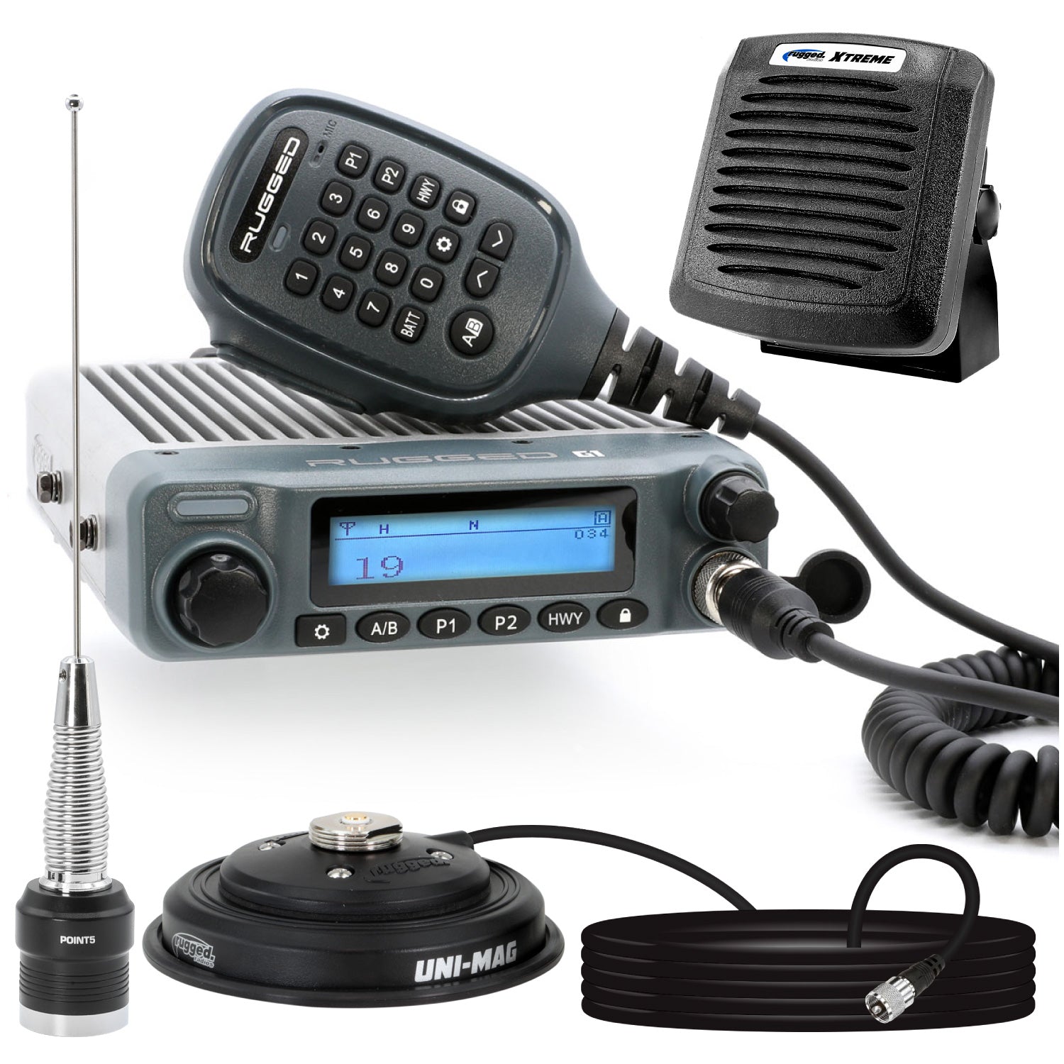 Rugged Radios Rugged Radios G1 GMRS Mobile Radio Kit Plus /w External Speaker RK-G1-SPK