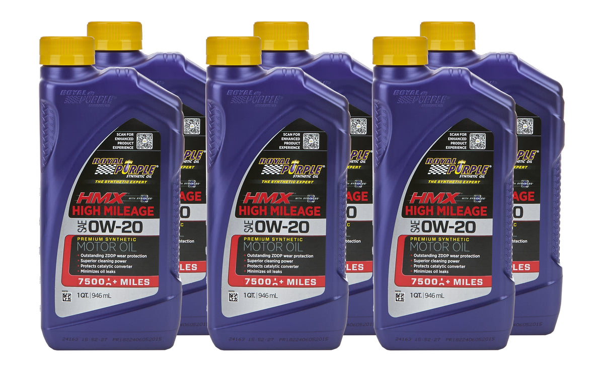 Royal Purple HMX High Mileage 0W20 Synthetic Motor Oil - 1 Qt. Bottle (Case of 6)