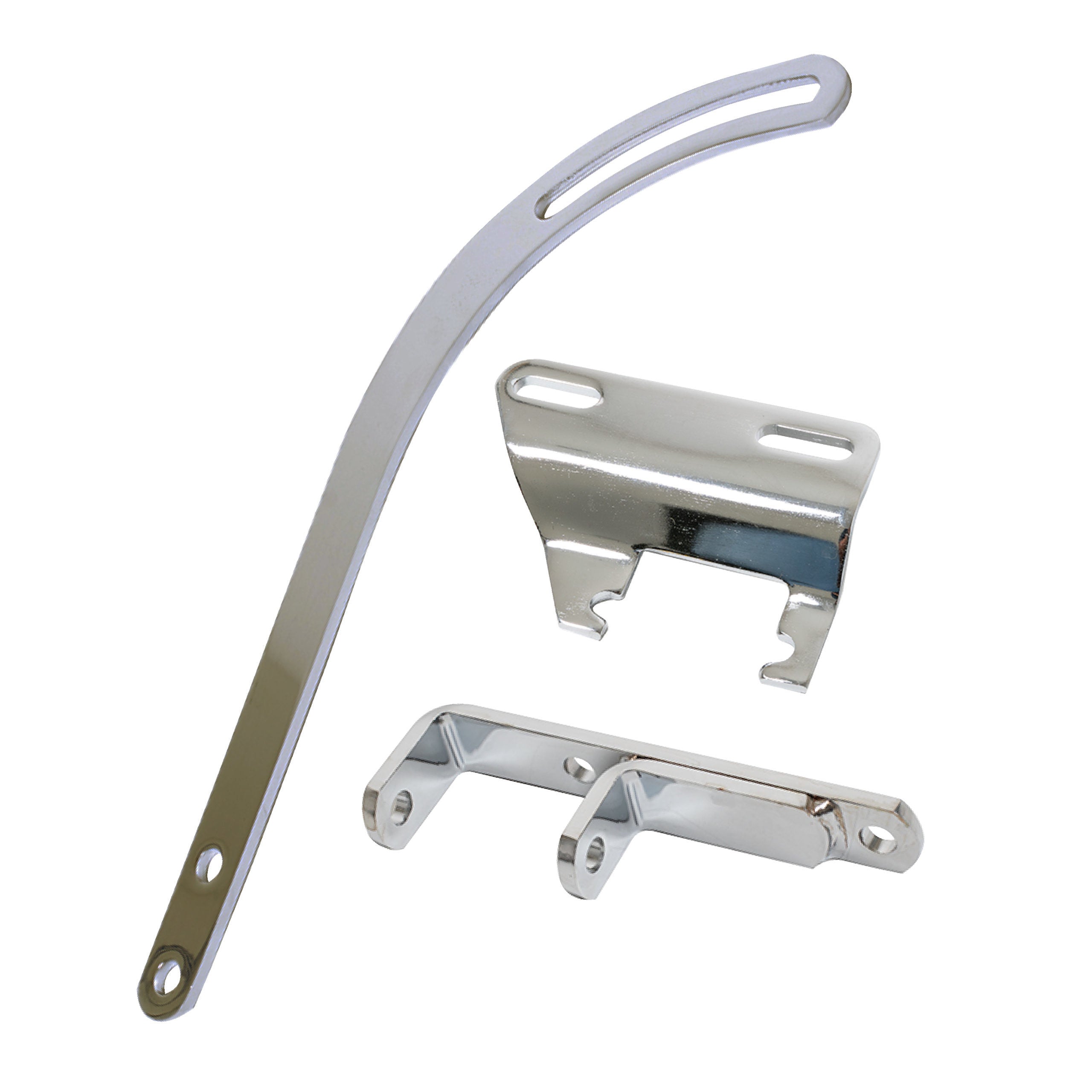 Racing Power Header Mount LH Alternator Bracket - Chrome - Short Water Pump - Small Block Chevy