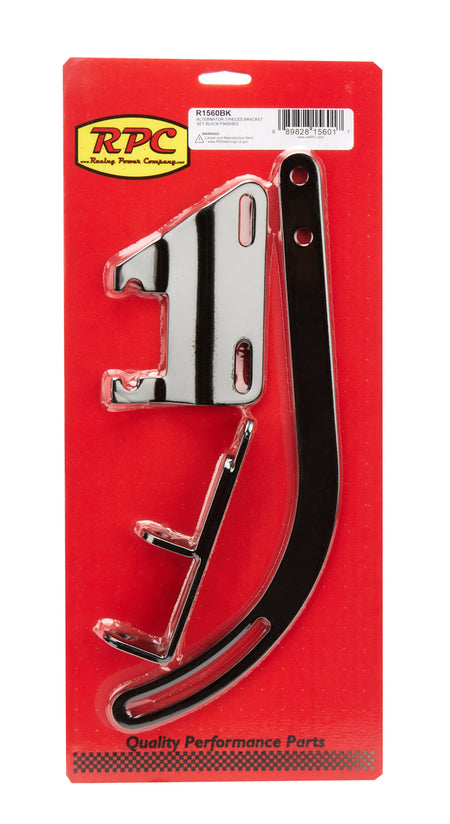 Racing Power Header Mount LH Alternator Bracket - Black - Short Water Pump - Small Block Chevy