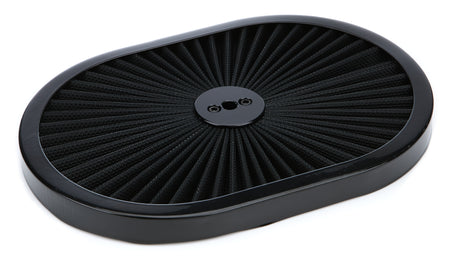 Racing Power 12 in Oval Super Flow Super Flow Air Cleaner Lid - Black Filter - Black