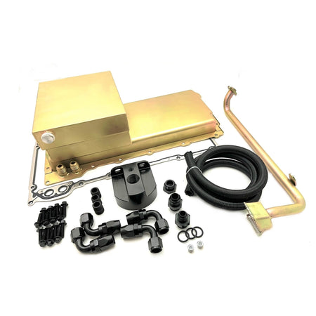 Racing Power LS Swap Fabricated Steel Rear Sump Engine Oil Pan w/ Pickup - 7 Qt - Zinc Plated - GM LS-Series
