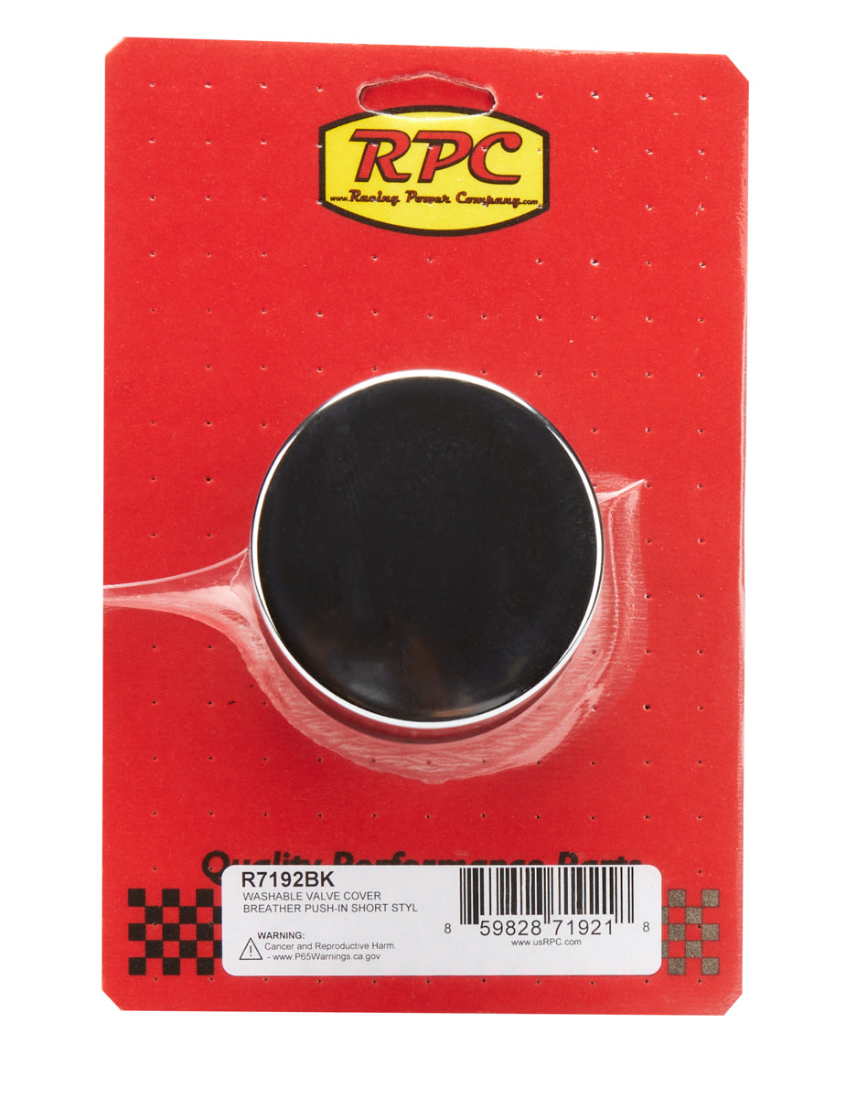 Racing Power Push-In Round Breather - 1-1/4 in Hole - Chrome