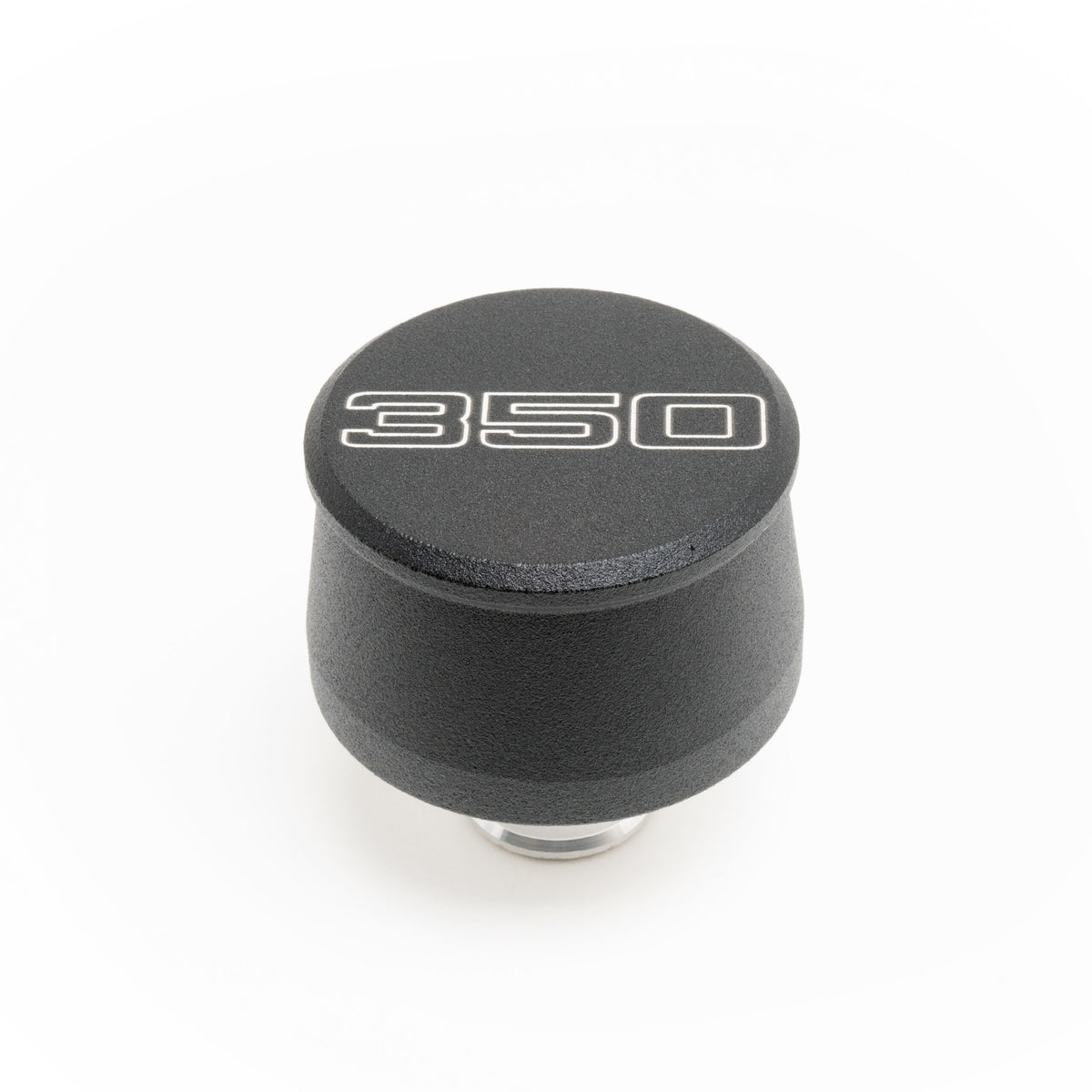 Racing Power Push-In Round Breather - 1-1/4 in Hole - Black - 350 Script Logo