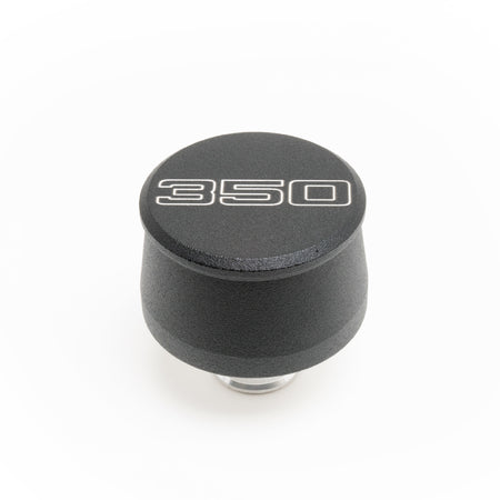 Racing Power Push-In Round Breather - 1-1/4 in Hole - Black - 350 Script Logo