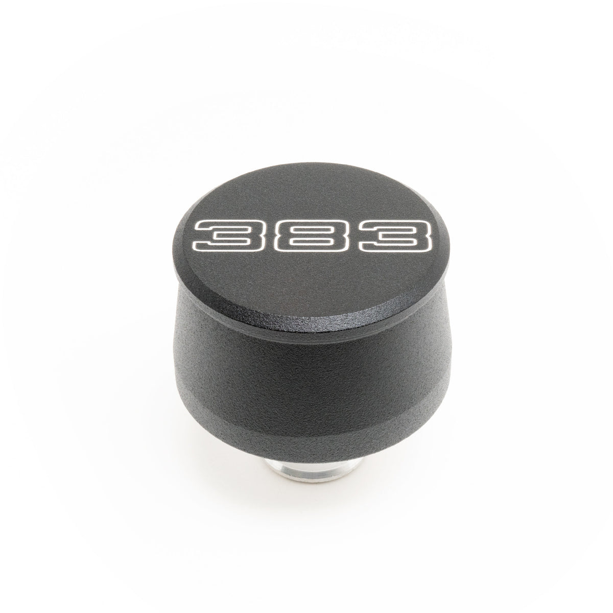Racing Power Push-In Round Breather - 1-1/4 in Hole - Black - 383 Script Logo
