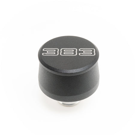 Racing Power Push-In Round Breather - 1-1/4 in Hole - Black - 383 Script Logo
