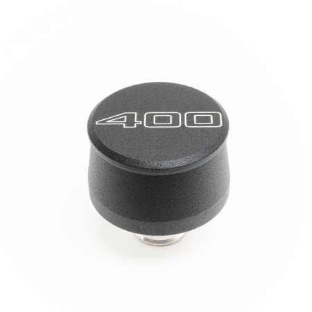 Racing Power Push-In Round Breather - 1-1/4 in Hole - Black - 400 Script Logo