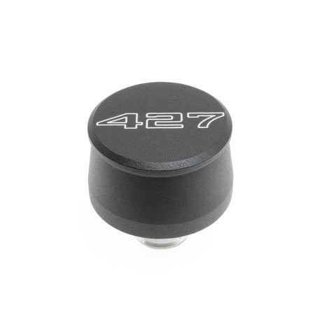 Racing Power Push-In Round Breather - 1-1/4 in Hole - Black - 427 Script Logo