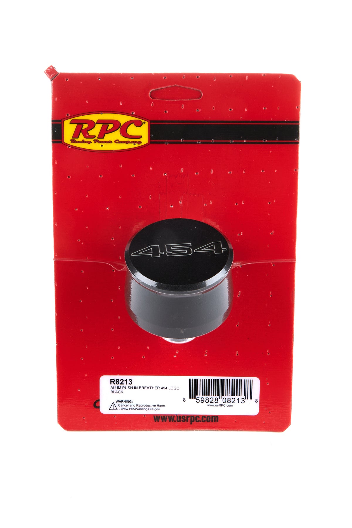 Racing Power Push-In Round Breather - 1-1/4 in Hole - Black - 454 Script Logo