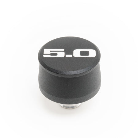 Racing Power Push-In Round Breather - 1-1/4 in Hole - Black - 5.0 Script Logo