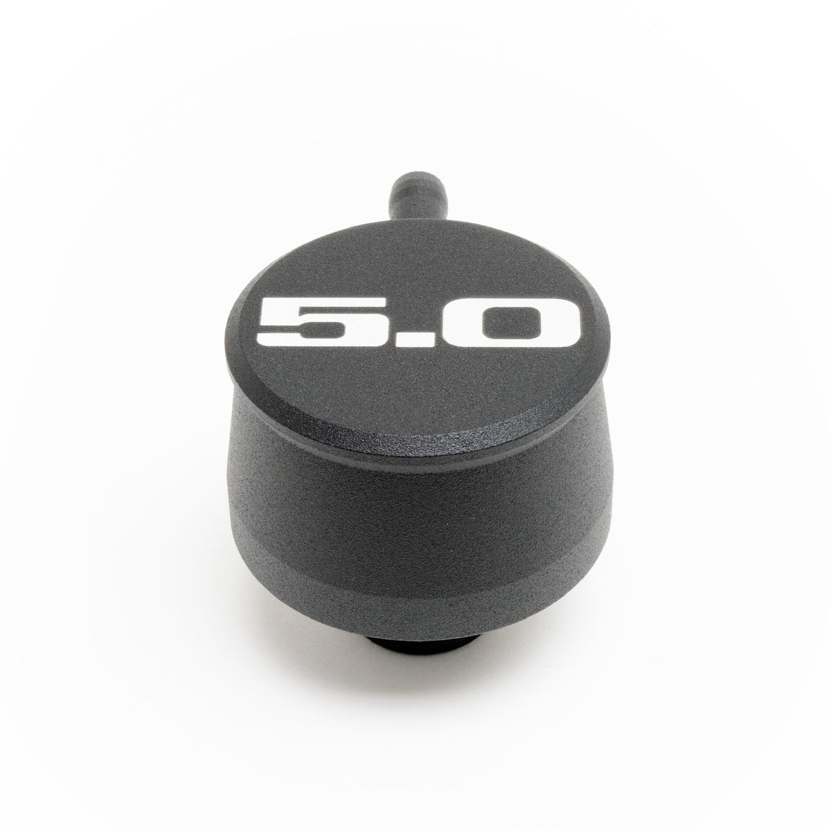 Racing Power Push-In Round Breather w/ PCV Valve - 1-1/4 in Hole - 5.0 Script Logo - Black