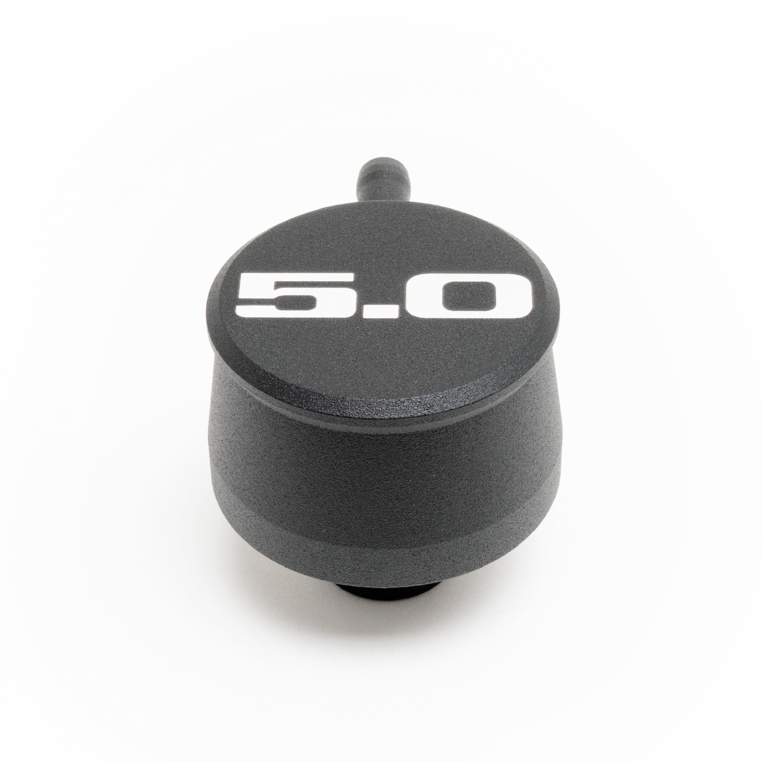 Racing Power Push-In Round Breather w/ PCV Valve - 1-1/4 in Hole - 5.0 Script Logo - Black