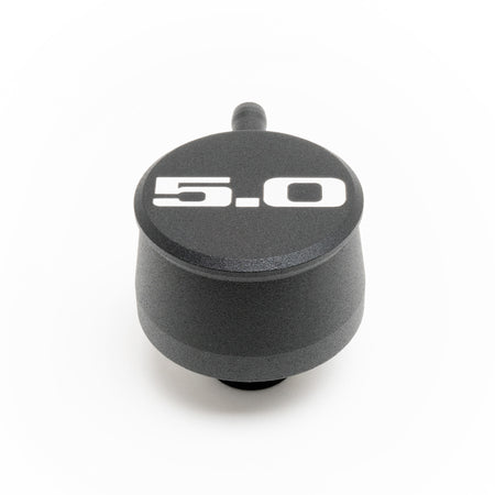 Racing Power Push-In Round Breather w/ PCV Valve - 1-1/4 in Hole - 5.0 Script Logo - Black