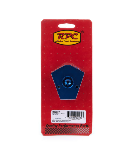 Racing Power Dual 3/8 in NPT Female Outlets 3/8 in NPT Female Inlet Y Block Fitting - 3/8 in NPT Female Gauge Port - Blue