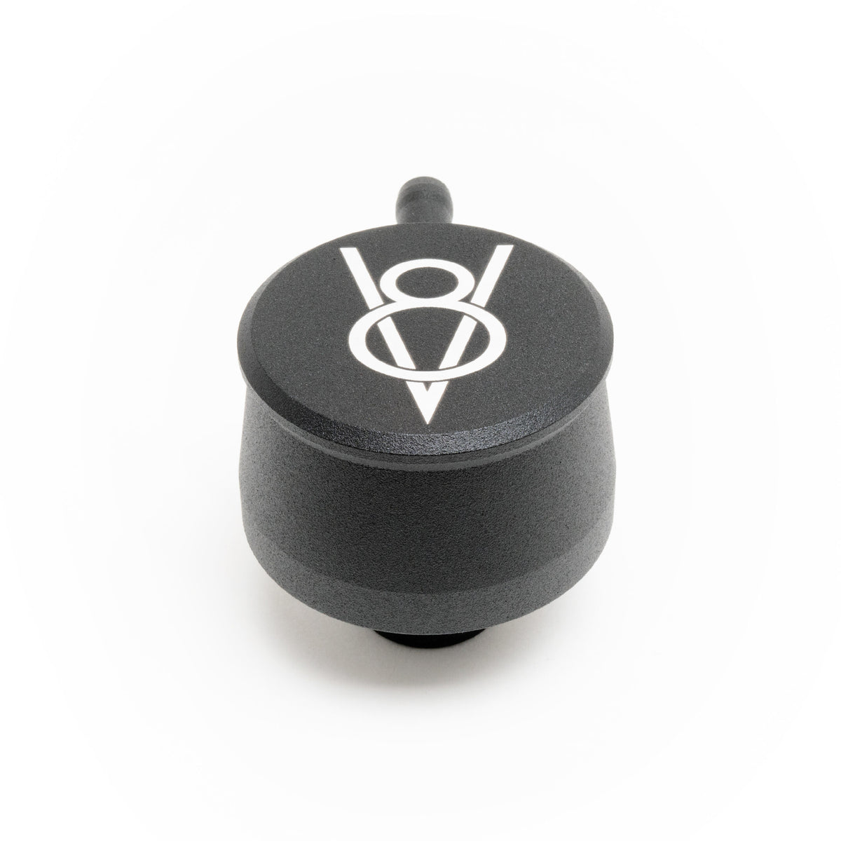 Racing Power Push-In Round Breather w/ PCV Valve - 1-1/4 in Hole - Vintage V8 Logo - Black