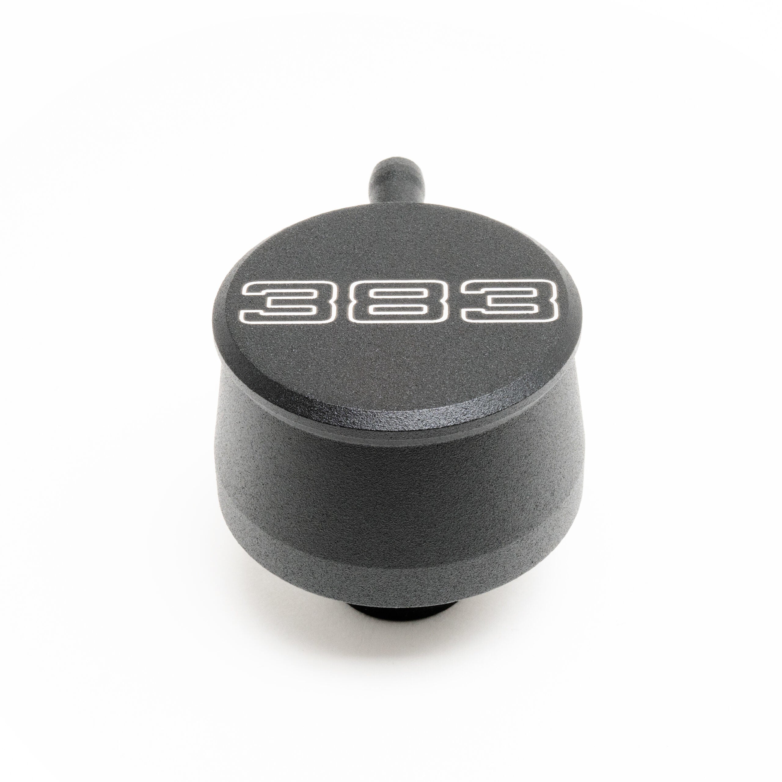 Racing Power Push-In Round Breather w/ PCV Valve - 1-1/4 in Hole - 383 Script Logo - Black