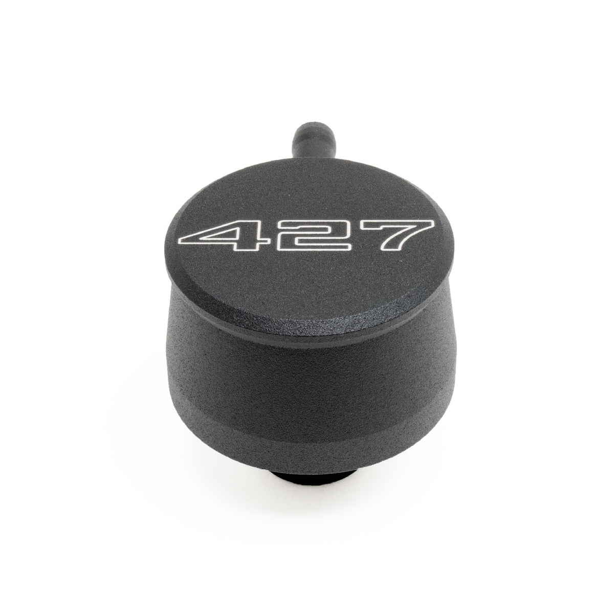 Racing Power Push-In Round Breather w/ PCV Valve - 1-1/4 in Hole - 427 Script Logo - Black