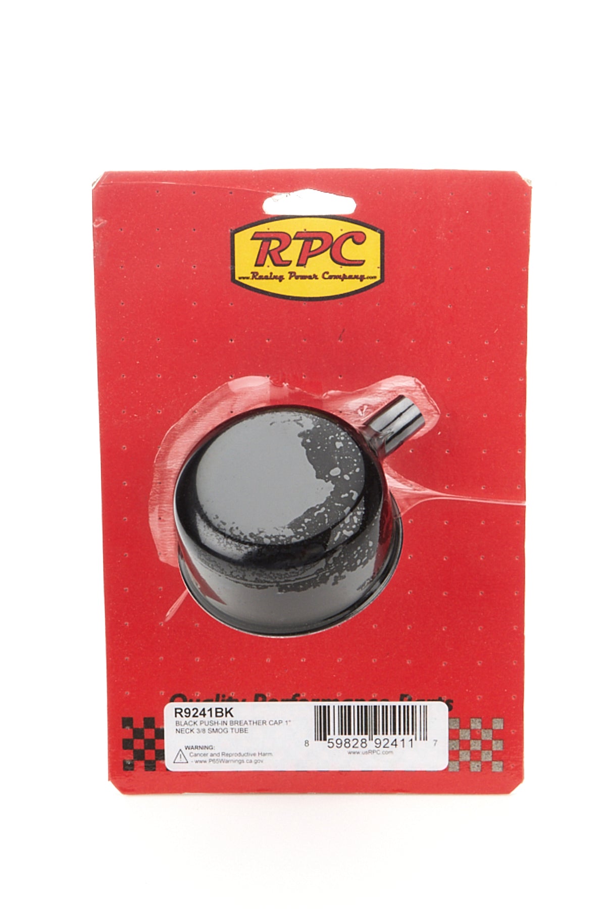 Racing Power Push-In Round Breather - 1-1/4 in Hole - Black R9241BK