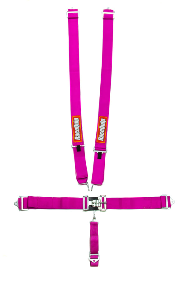 RaceQuip Latch & Link Harness - 5-Point - Pull Down Adjust - Bolt-In/Wrap Around - Pink