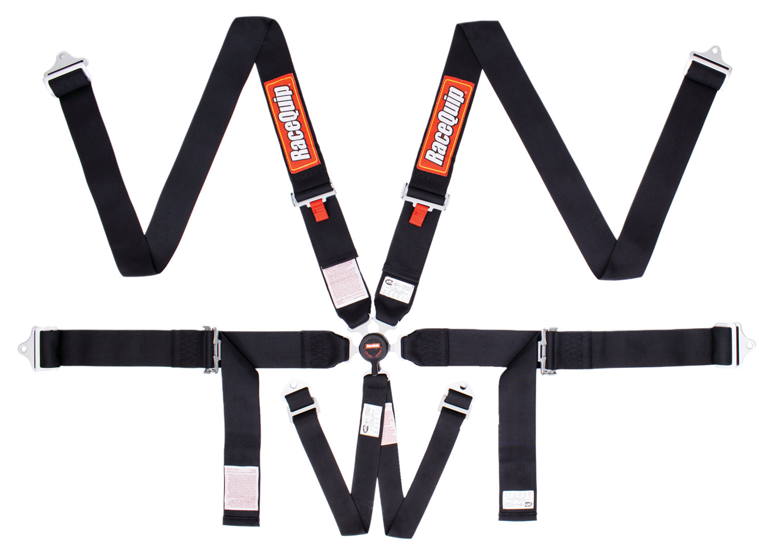 RaceQuip Sportsman 6-Point Camlock Harness - Pull Up Lap - Black