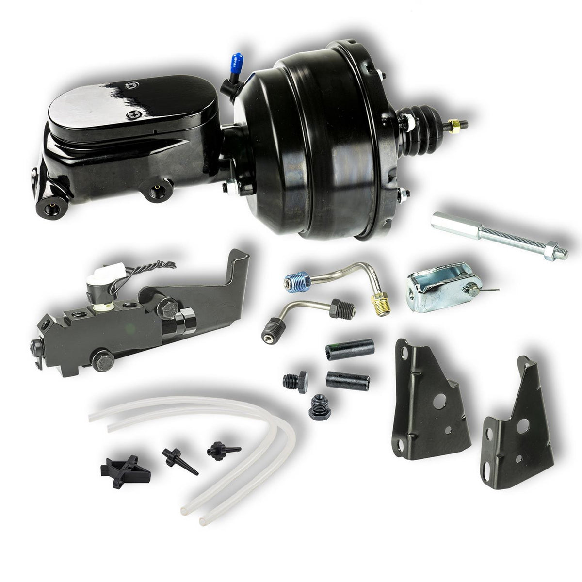 Right Stuff Detailing Brake Booster / Master Cylinder - 8 in OD - 1.125 in Bore - Black - GM A-Body / F-Body / X-Body 1964-74