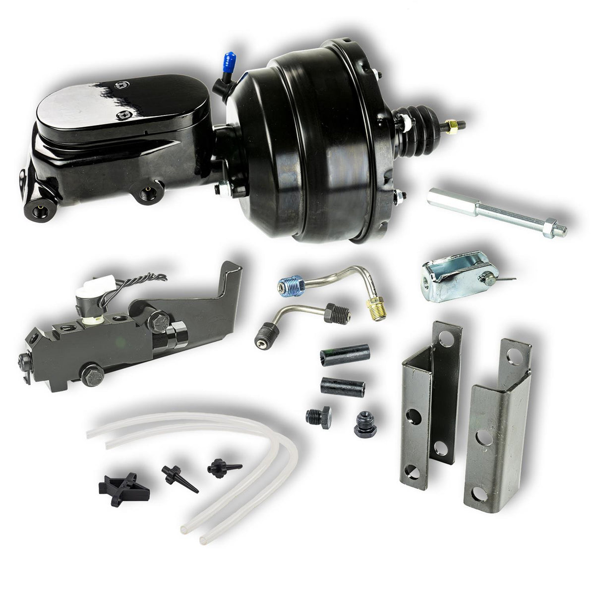 Right Stuff Detailing Brake Booster / Master Cylinder - 8 in OD - 1.125 in Bore - Black - Chevy Bel Air / Impala 1955-58