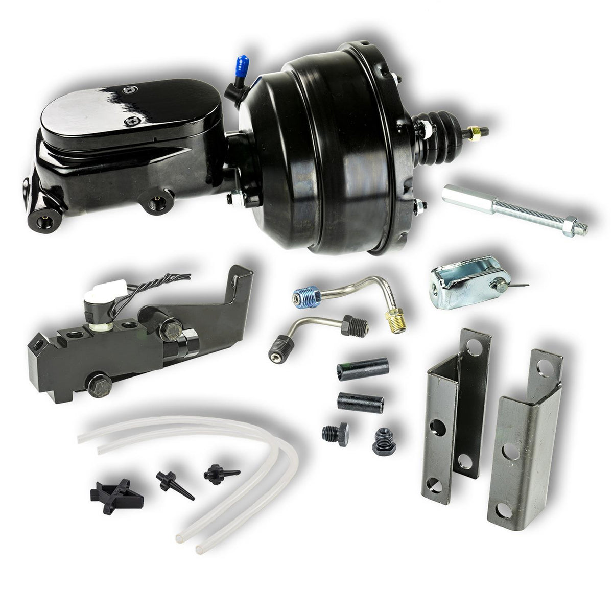 Right Stuff Detailing Brake Booster / Master Cylinder - 8 in OD - 1 in Bore - Black - Chevy Bel Air / Impala 1955-58